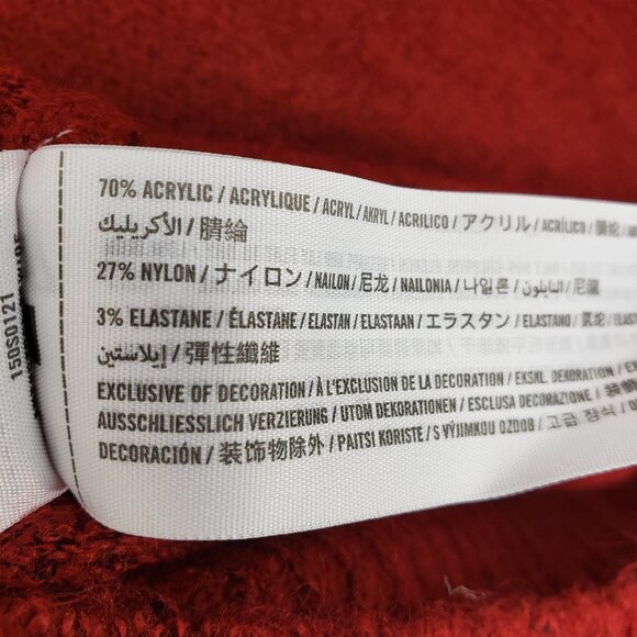 Abercrombie & Fitch Moose Logo Sweater M Pullover Crew Neck Marled Red - Picture 8 of 8